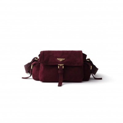 PRADA EXPLORE MEDIUM SUEDE LEATHER SHOULDER BAG 1BD394 (30*14*10cm)